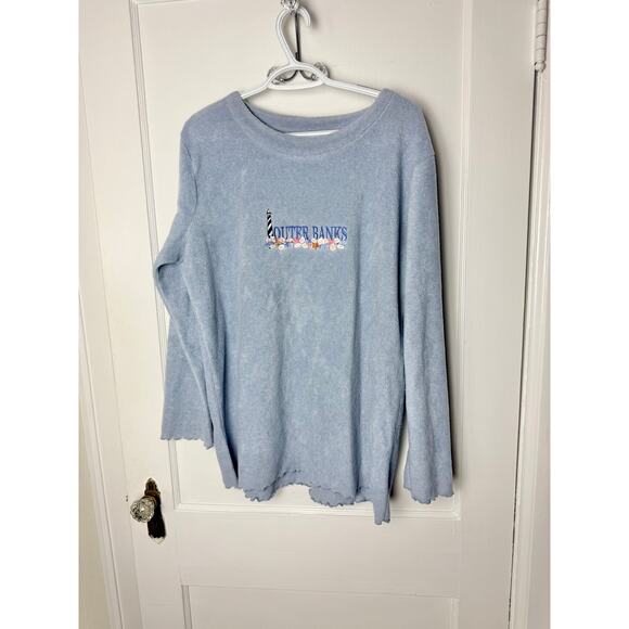 Vintage Outer Banks Granny Blue Fleece Embroidered Crewneck Sweatshirt Size XL - Picture 1 of 7